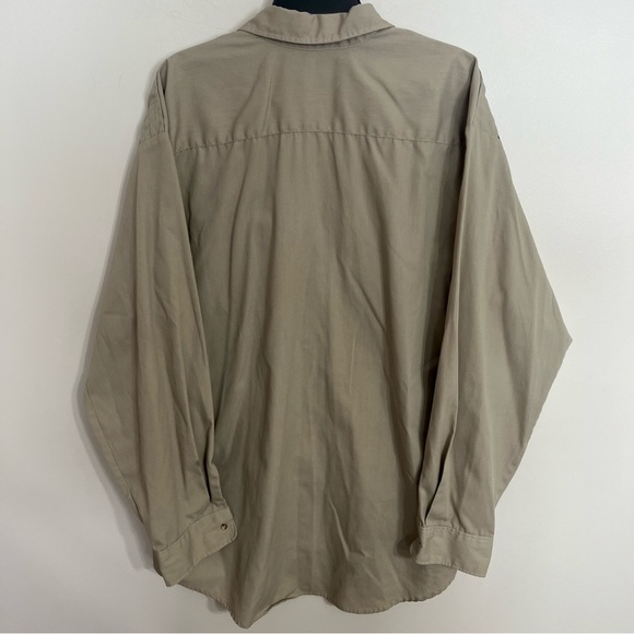 Men’s Red Head Button Up Chest Pockets Suede Shoulder Long Sleeve Shirt 2XL Tan - Picture 9 of 9